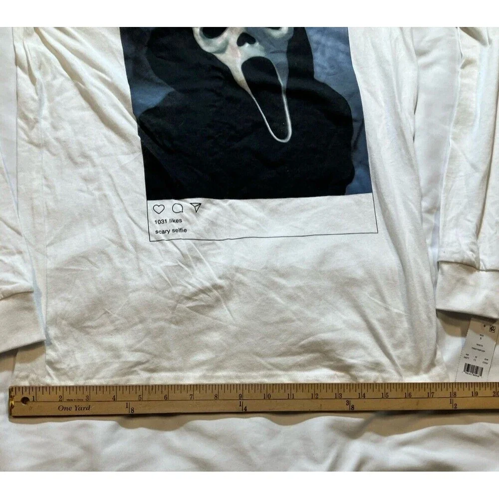 Ghost Face Selfie The Icon Of Halloween Men's Size Small Long Sleeve T-Shirt
